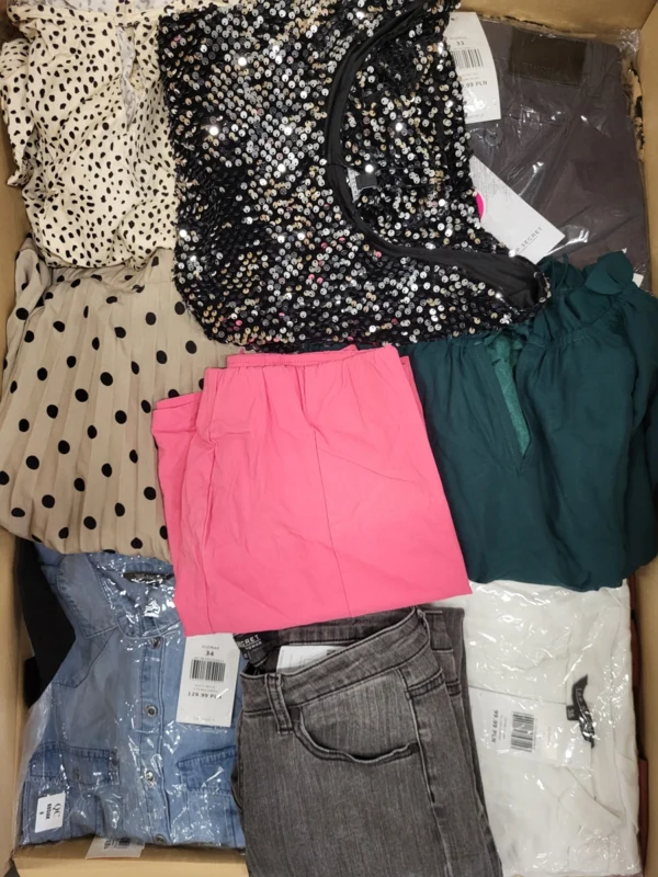 The photo shows a package with clothing in the category TSC.