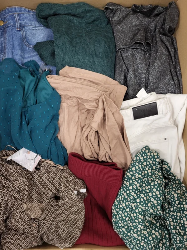The photo shows a package with clothing in the category TSC.
