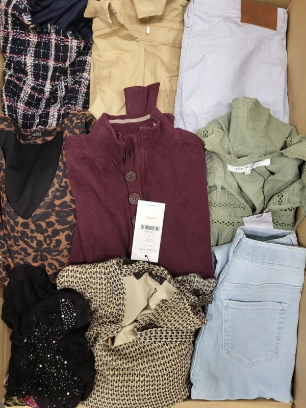 The photo shows a package with clothing in the category TSC.