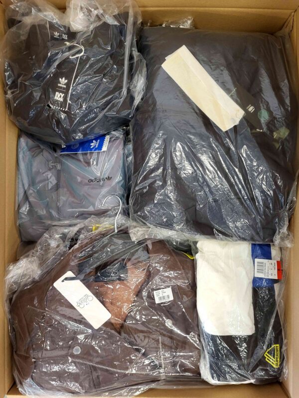 The photo shows a package with clothing in the category AJS.