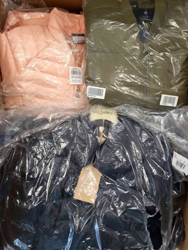 The photo shows a package with clothing in the category AJW.
