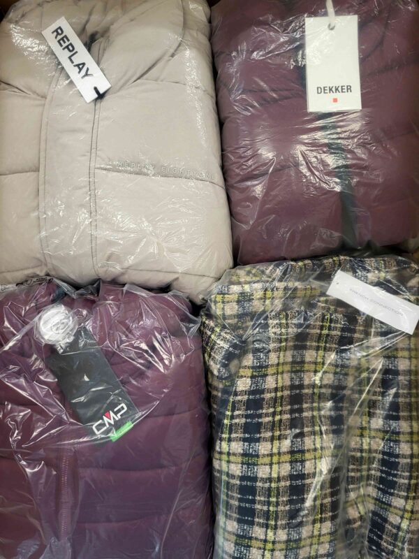 The photo shows a package with clothing in the category AJW.