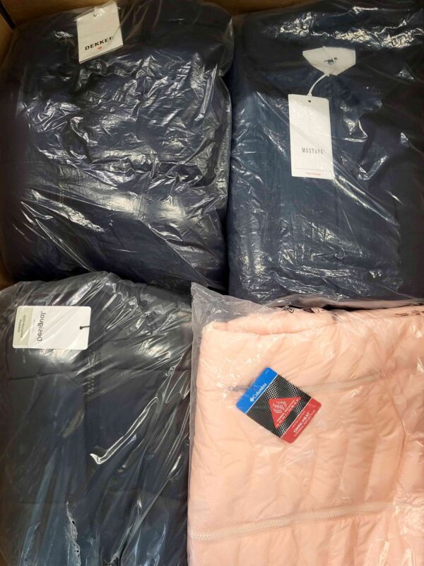 The photo shows a package with clothing in the category AJW.