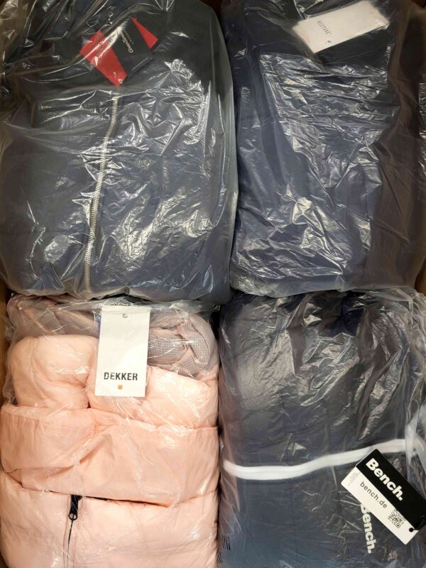 The photo shows a package with clothing in the category AJW.