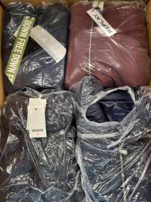 The photo shows a package with clothing in the category AJW.