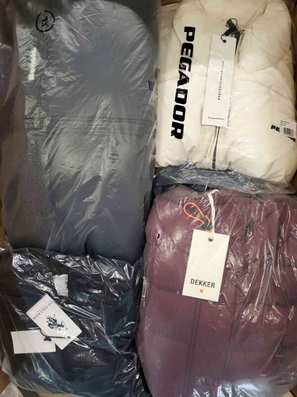 The photo shows a package with clothing in the category AJW.