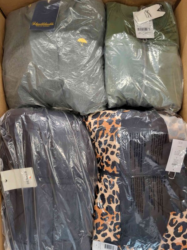 The photo shows a package with clothing in the category AJW.