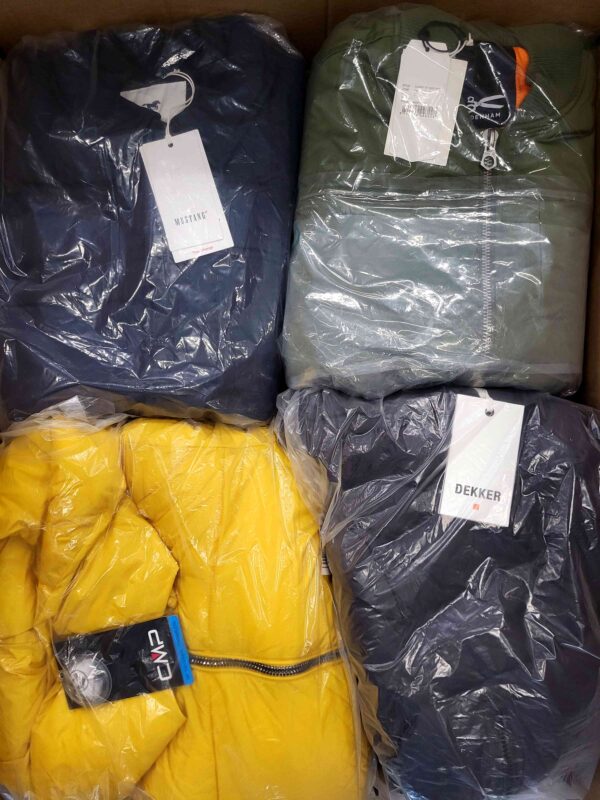 The photo shows a package with clothing in the category AJW.