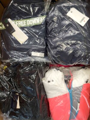 The photo shows a package with clothing in the category AJW.