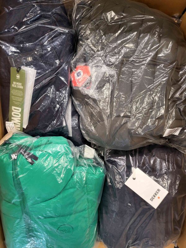 The photo shows a package with clothing in the category AJW.
