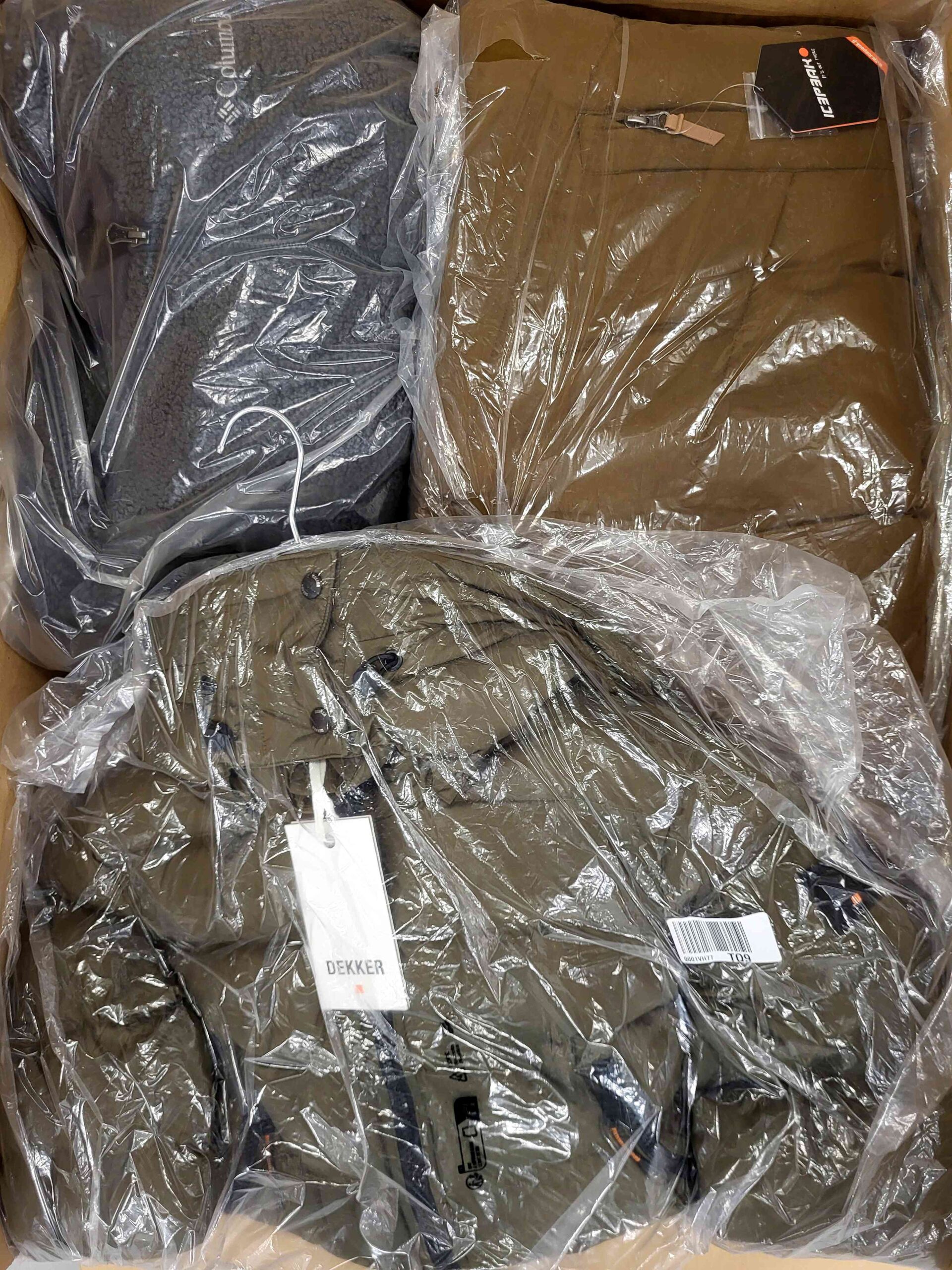 The photo shows a package with clothing in the category AJW.