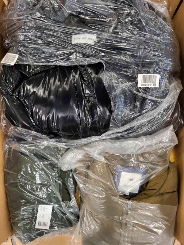 The photo shows a package with clothing in the category AJW.