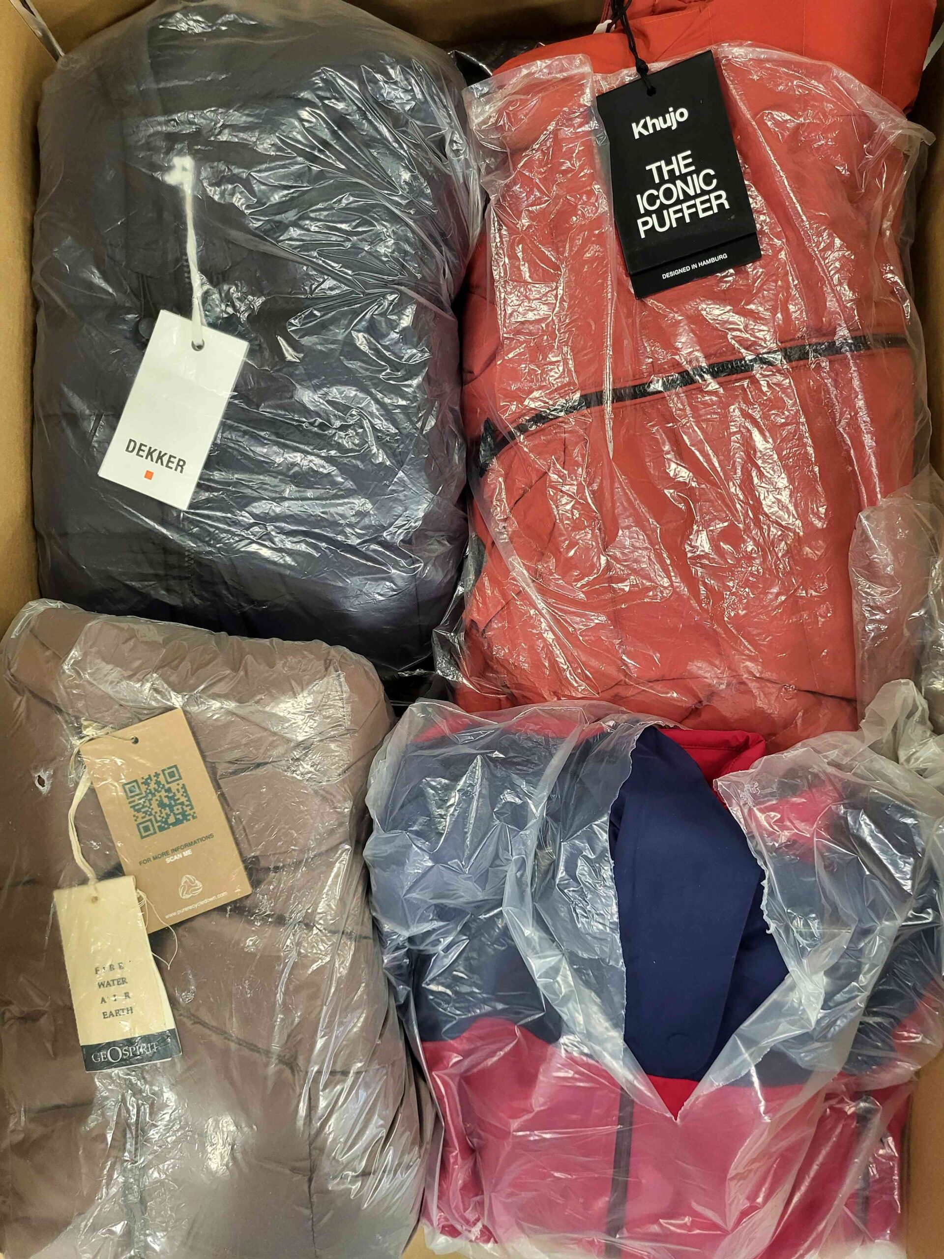 The photo shows a package with clothing in the category AJW.