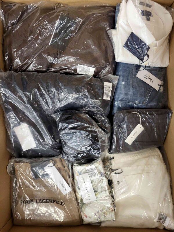 The photo shows a package with clothing in the category AP.