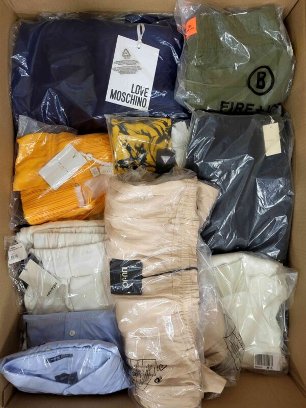 The photo shows a package with clothing in the category AP.