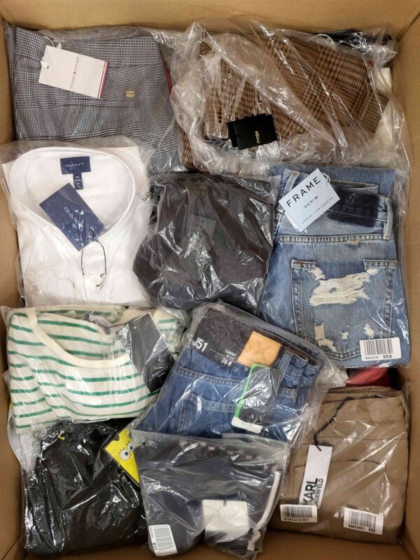 The photo shows a package with clothing in the category AP.