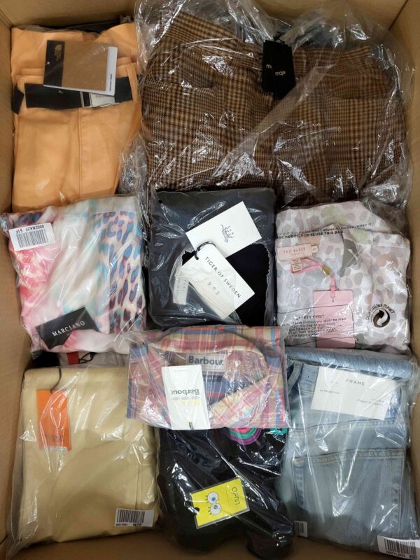 The photo shows a package with clothing in the category AP.