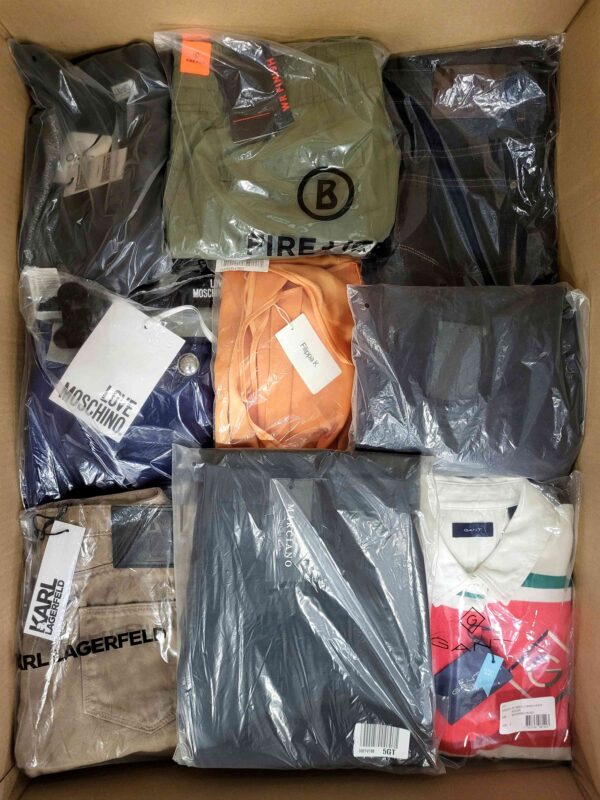 The photo shows a package with clothing in the category AP.