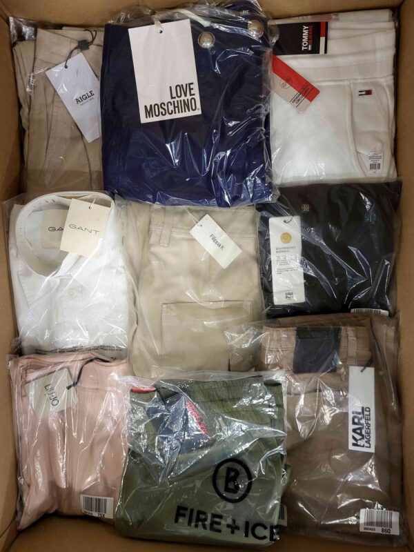 The photo shows a package with clothing in the category AP.