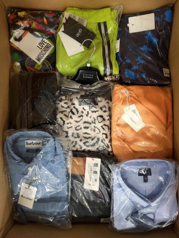 The photo shows a package with clothing in the category AP.
