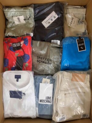 The photo shows a package with clothing in the category AP.