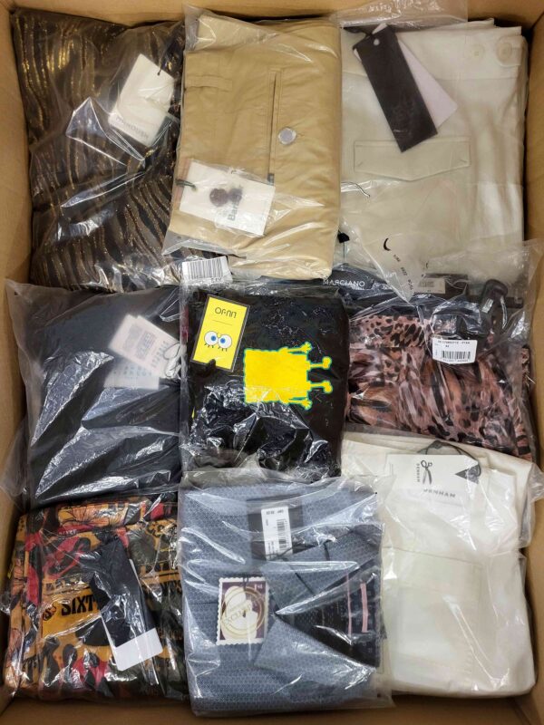The photo shows a package with clothing in the category AP.