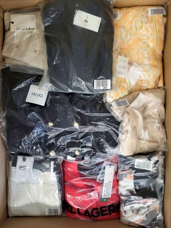 The photo shows a package with clothing in the category AP.