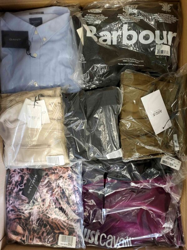 The photo shows a package with clothing in the category AP.