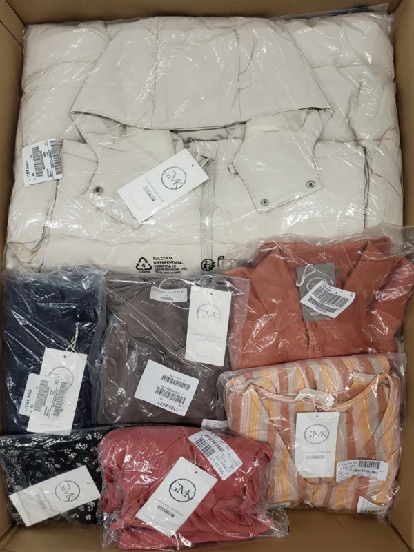 The photo shows a package with clothing in the category YA.