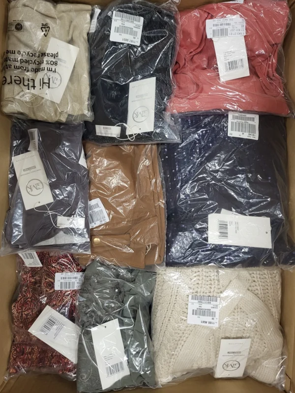 The photo shows a package with clothing in the category YA.