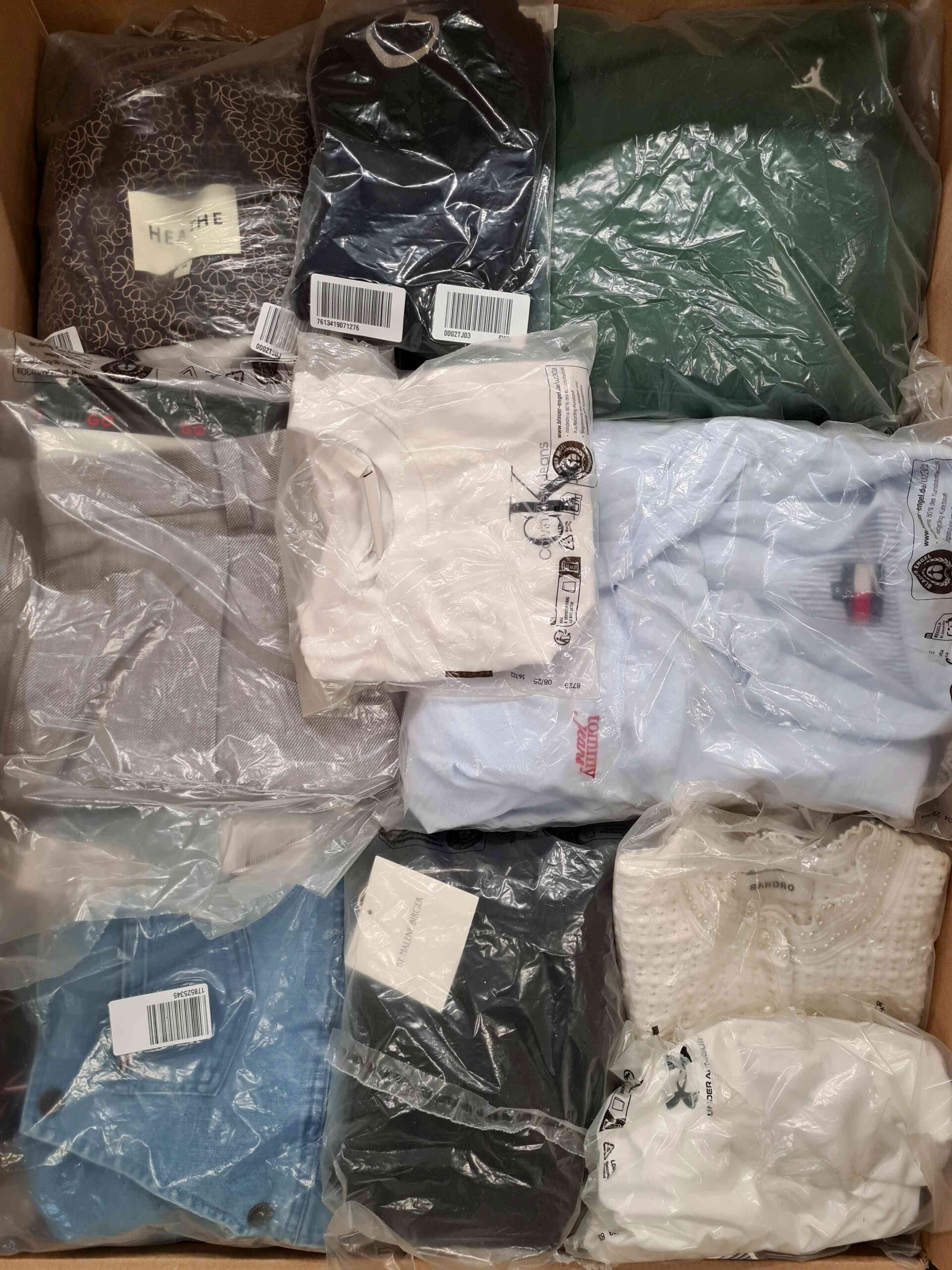 The photo shows a package with clothing in the category D.
