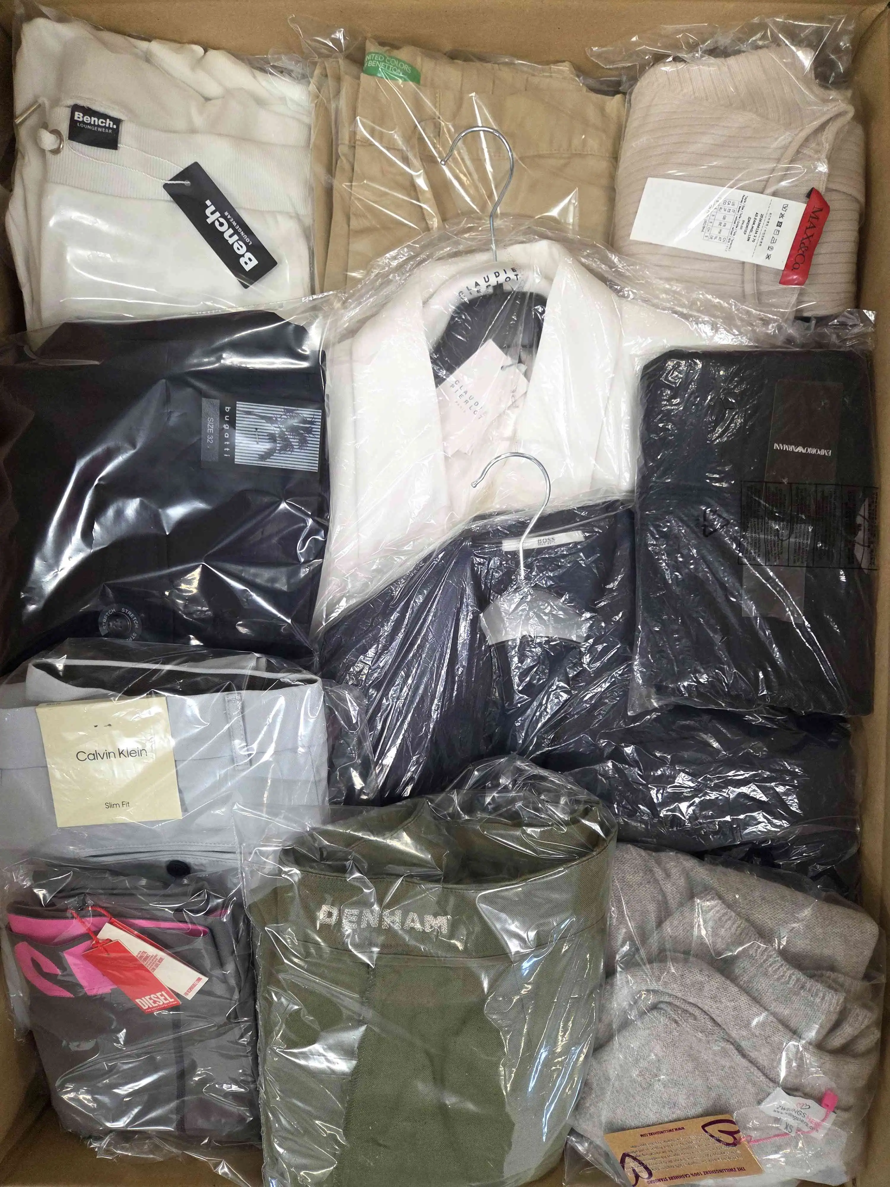 The photo shows a package with clothing in the category B.