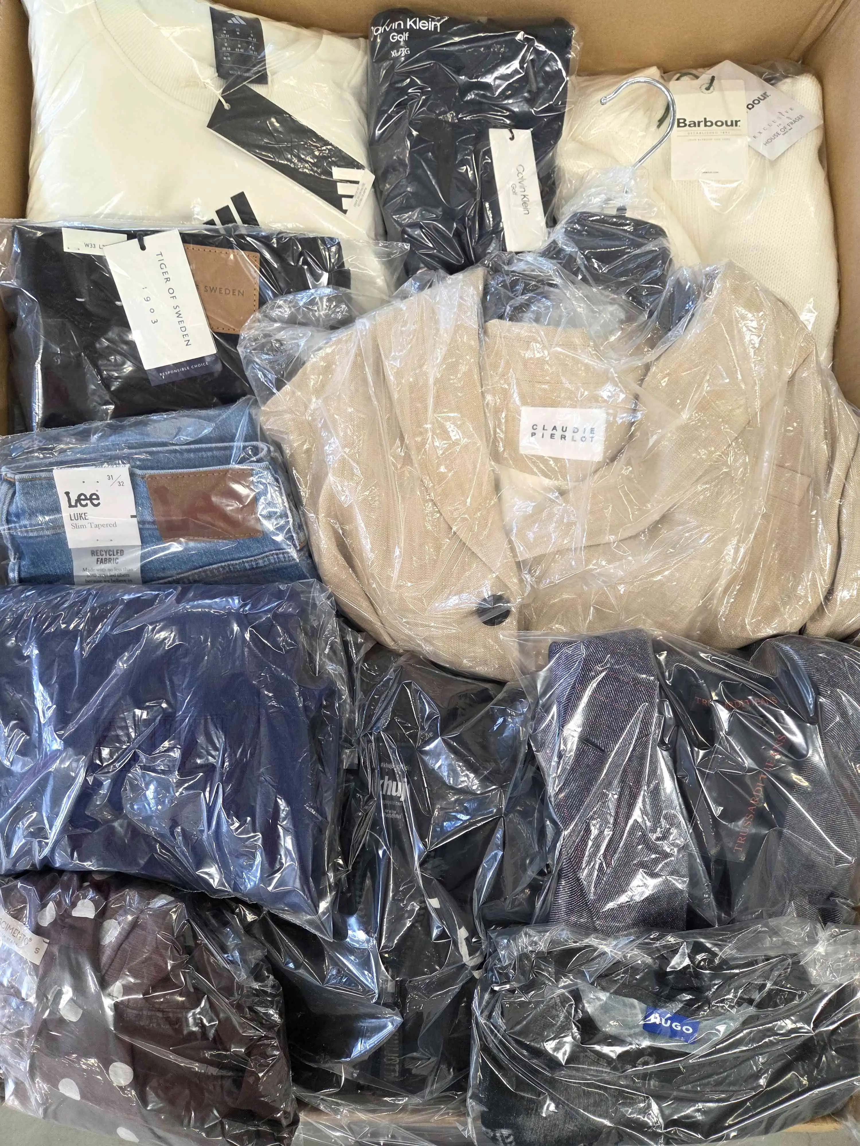The photo shows a package with clothing in the category B.