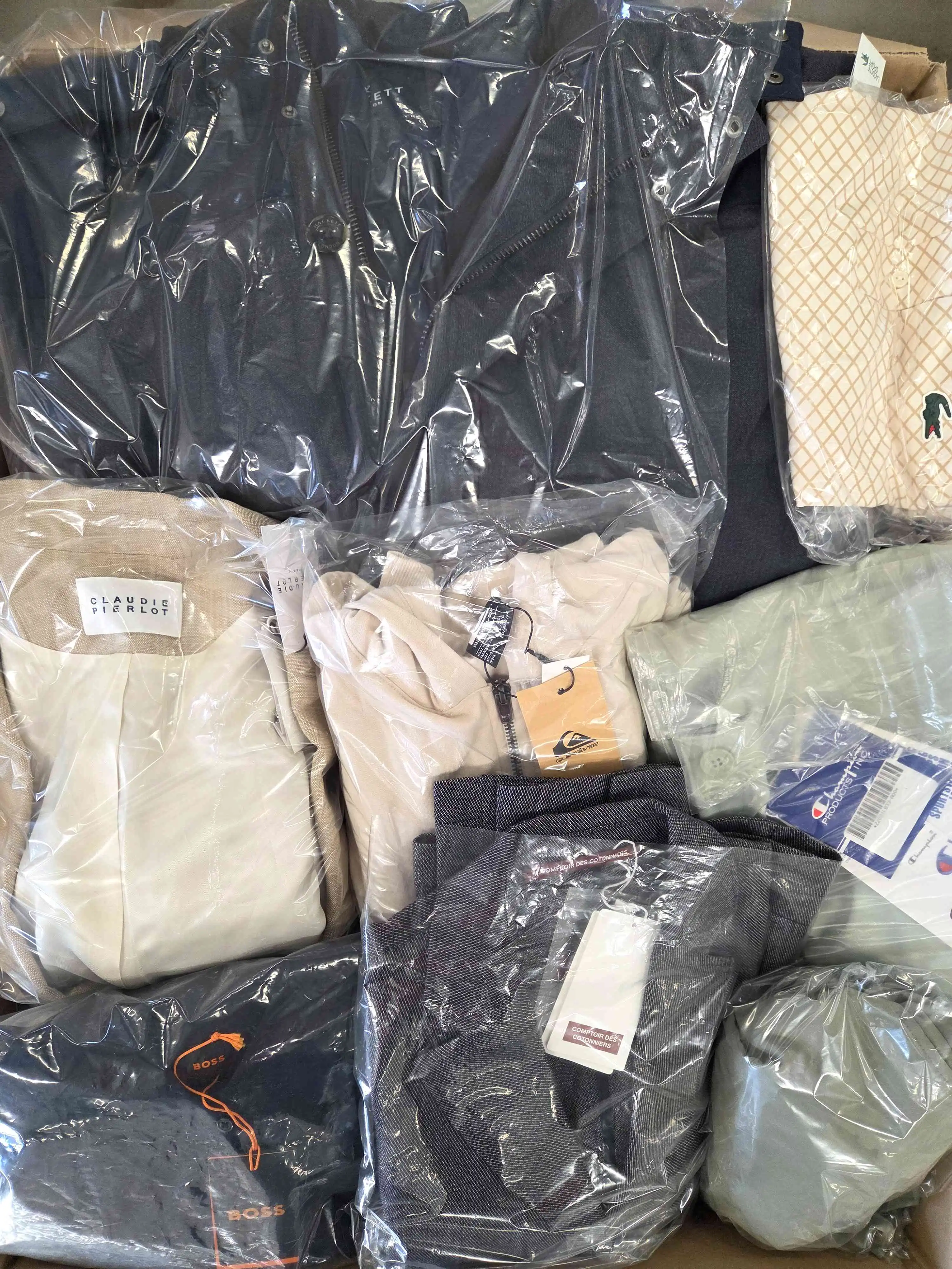 The photo shows a package with clothing in the category B.