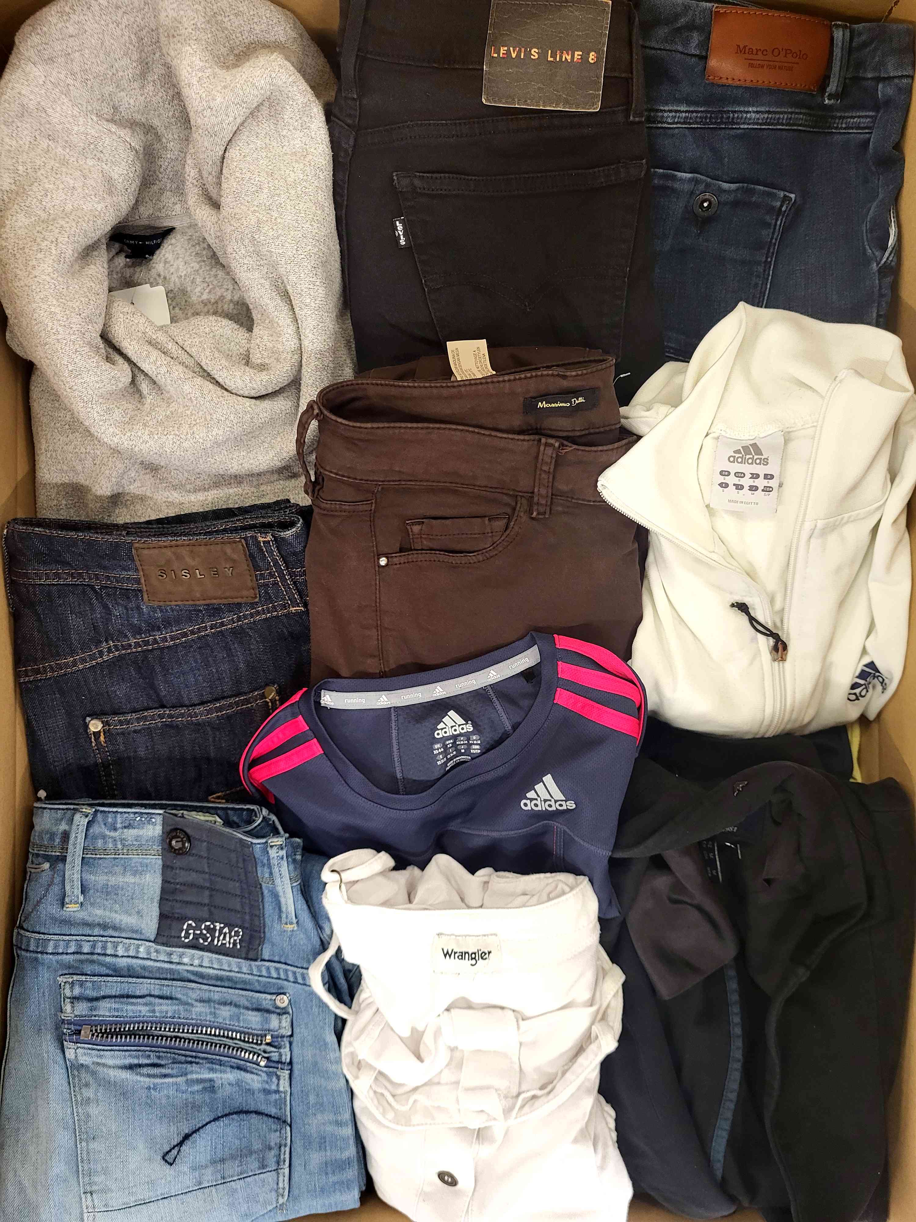 The photo shows a package with clothing in the category U.