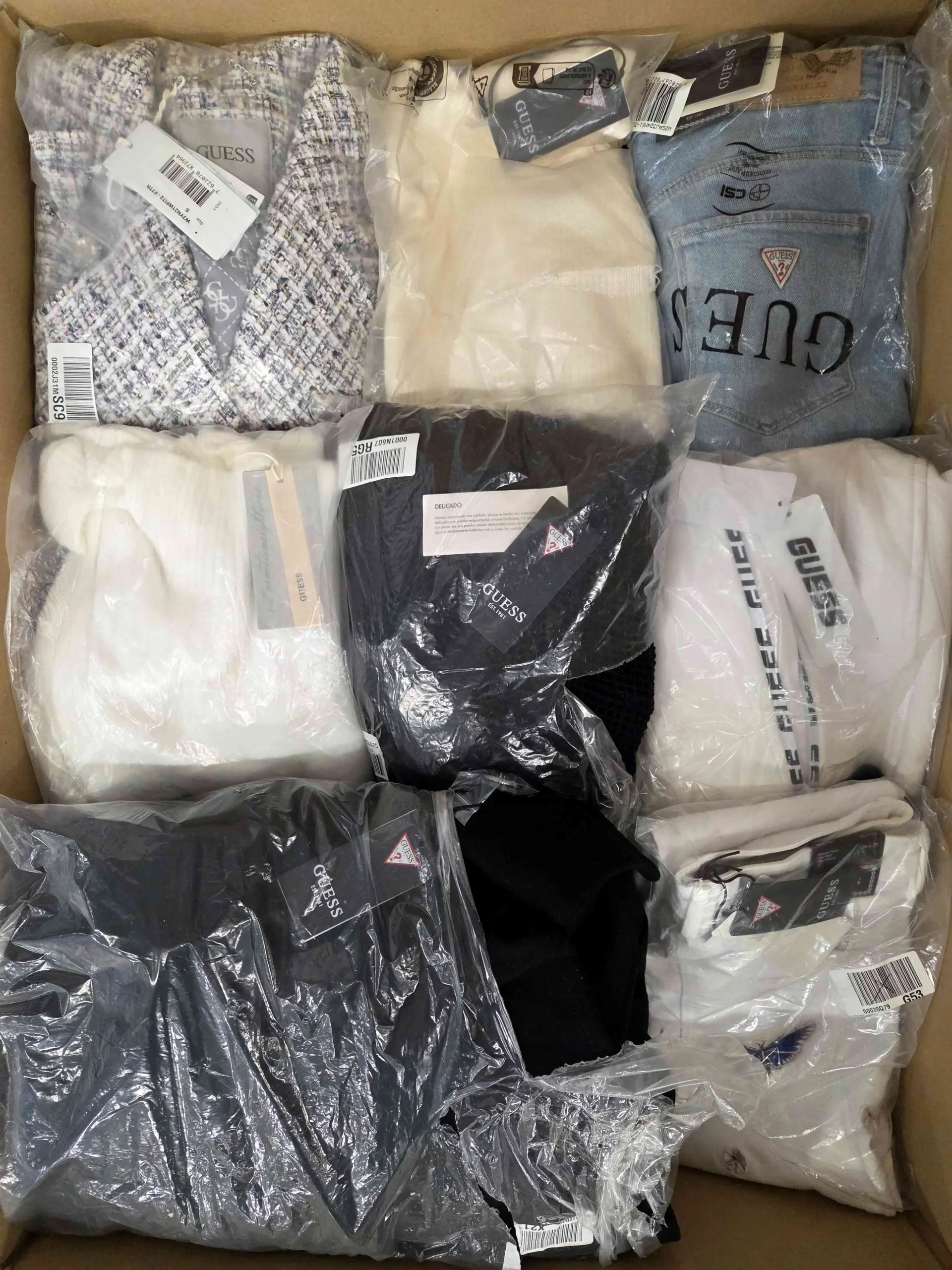The photo shows a package with clothing in the category B.