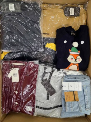 The photo shows a package with clothing in the category BB.