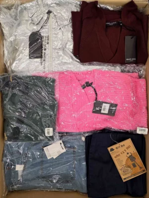The photo shows a package with clothing in the category BB.