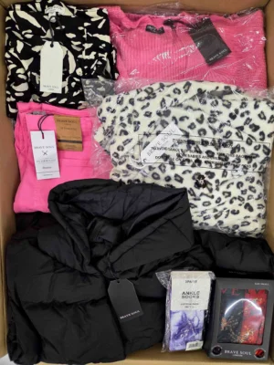 The photo shows a package with clothing in the category BB.