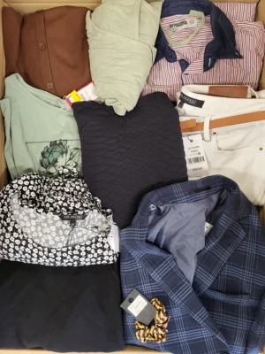 The photo shows a package with clothing in the category TSC.