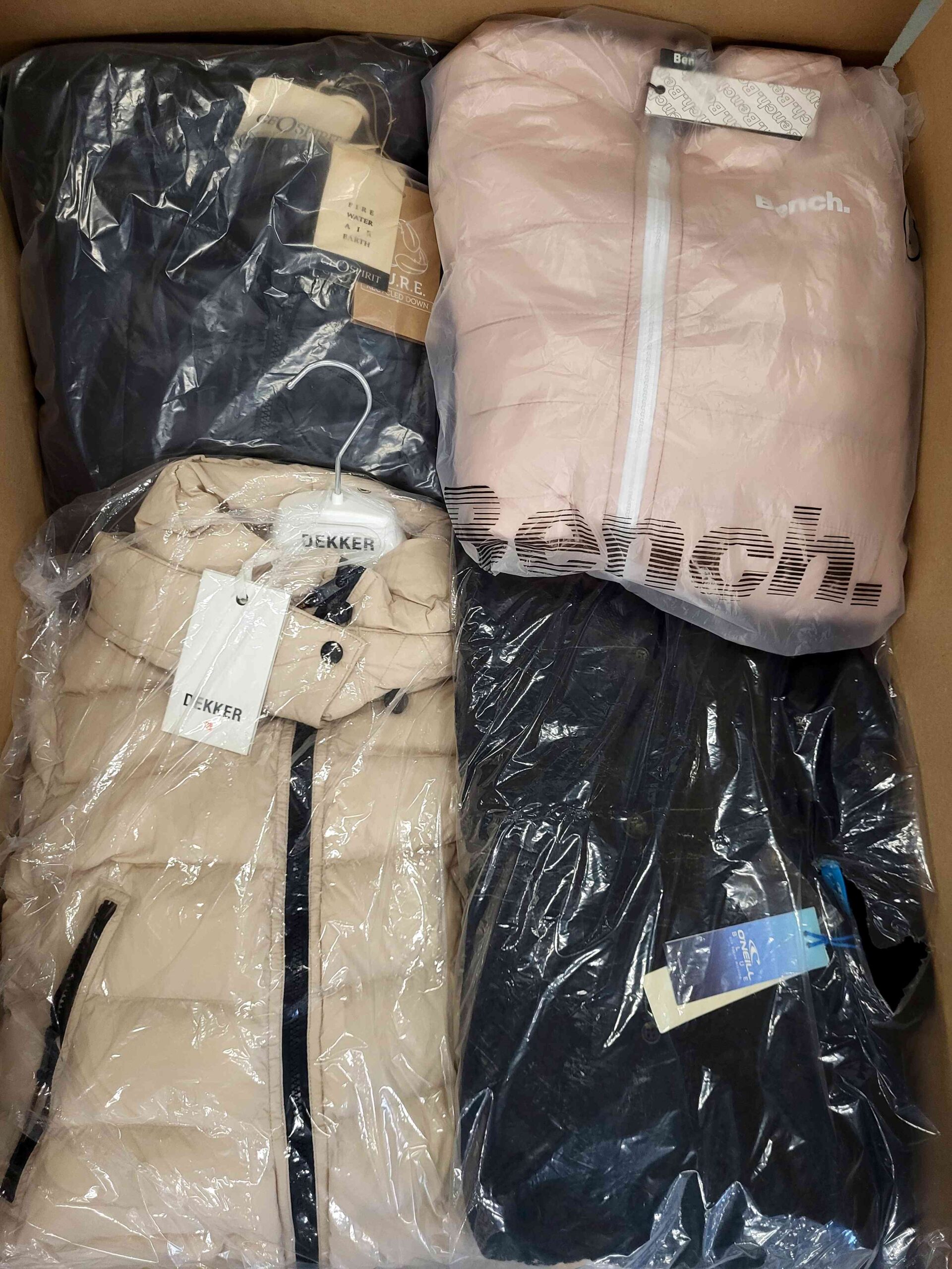 The photo shows a package with clothing in the category AJW.