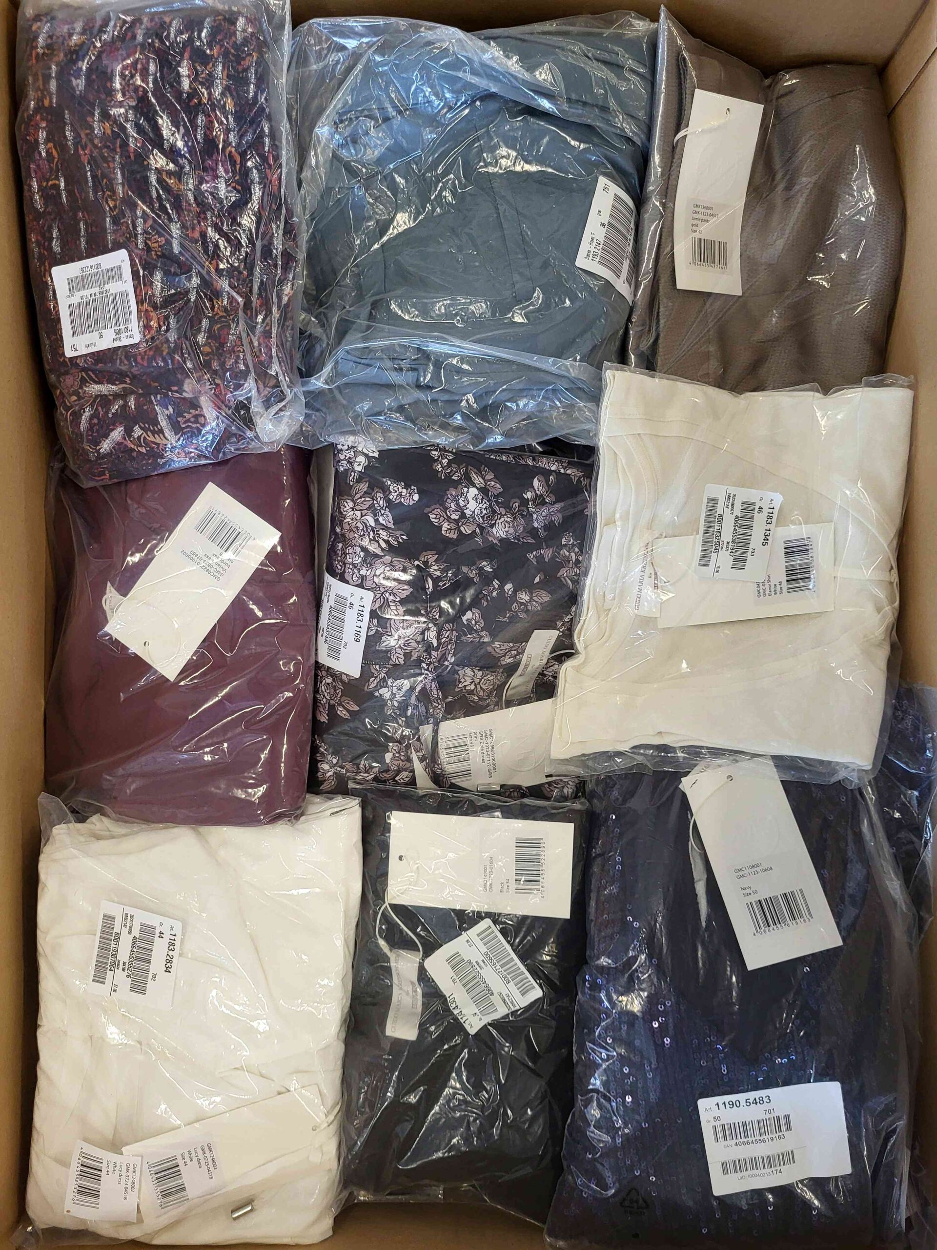 The photo shows a package with clothing in the category YA.