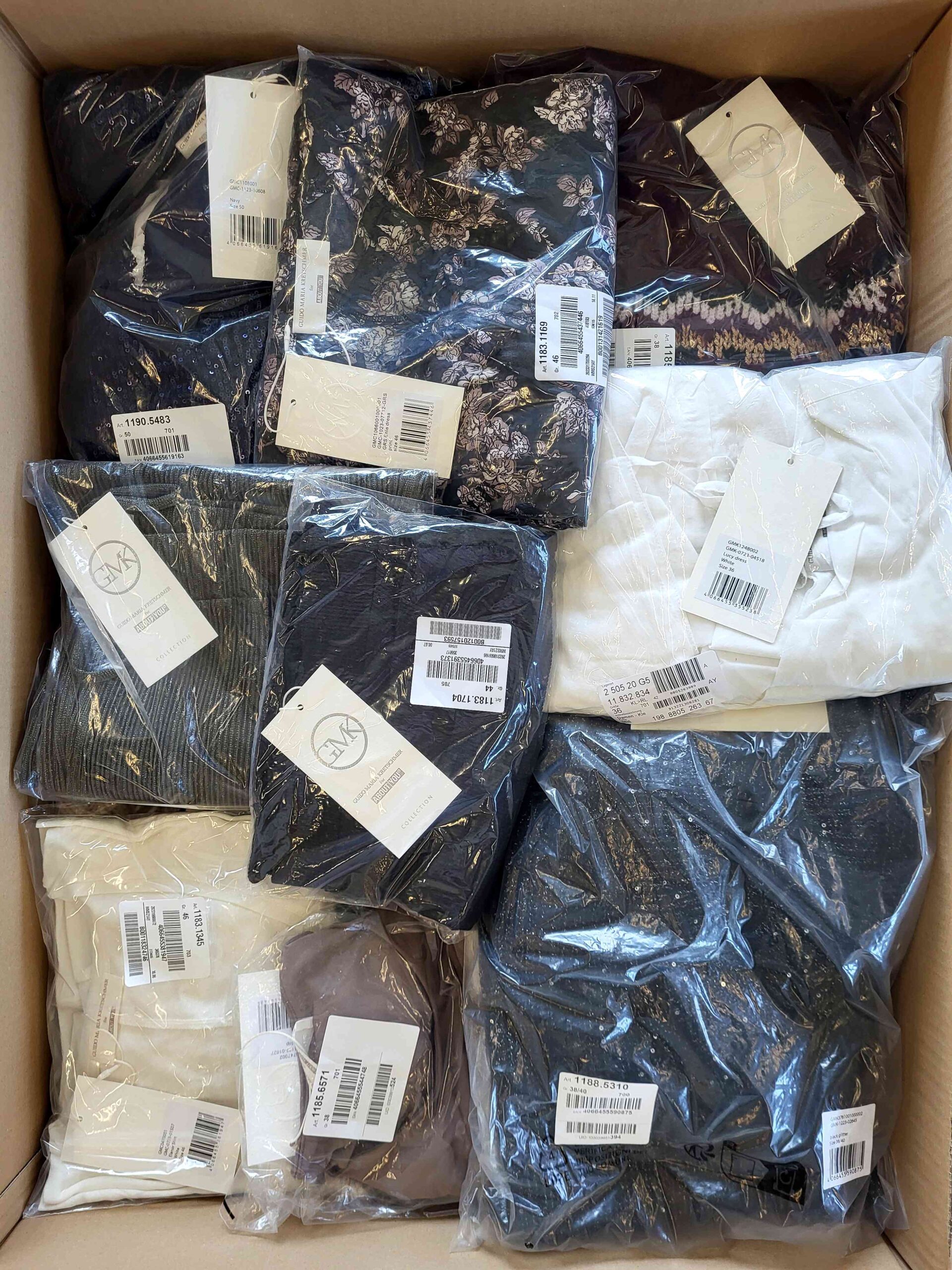 The photo shows a package with clothing in the category YA.
