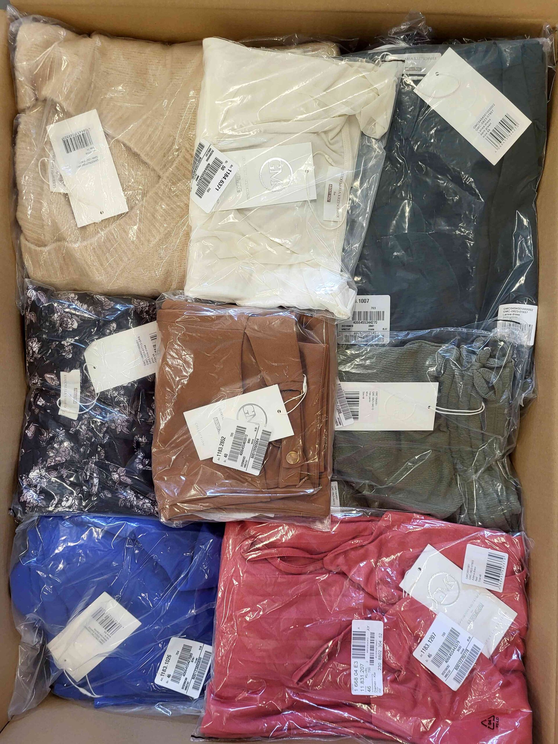 The photo shows a package with clothing in the category YA.