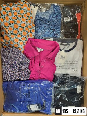 The photo shows a package with clothing in the category BB.
