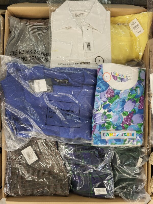The photo shows a package with clothing in the category BB.