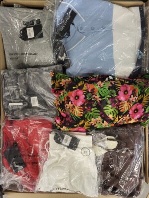 The photo shows a package with clothing in the category BB.
