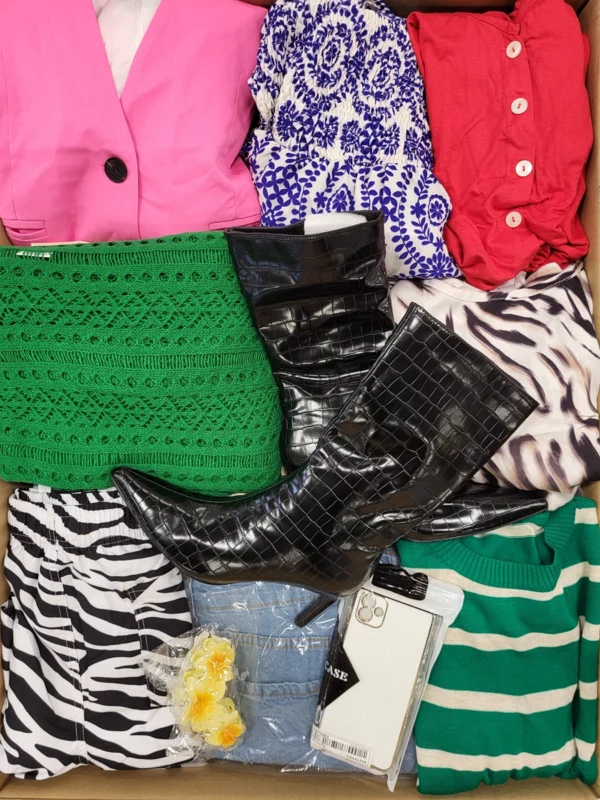 The photo shows a package with clothing in the category SN.