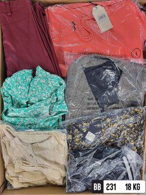 The photo shows a package with clothing in the category BB.