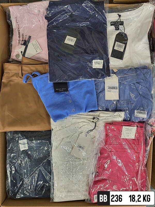 The photo shows a package with clothing in the category BB.